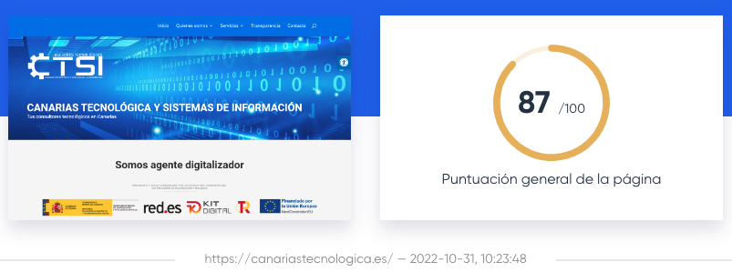 Resultado Accesibilidad Web de Canarias Tecnológica en octubre de 2022